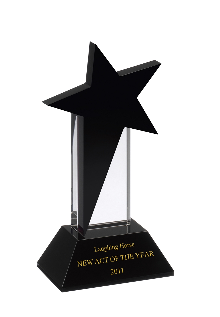 AC102 Engraved Black & Clear Optical Crystal Award